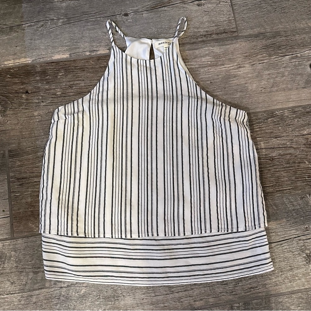EUC Monteau Striped Layered Tank Top